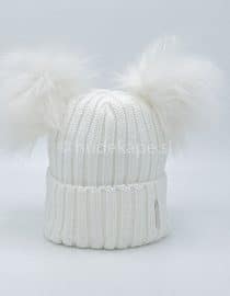 Klasična rebrasta kapa z dvema cofoma - Bela